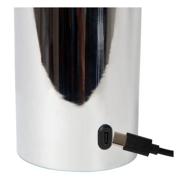 Lucide VIVO - Rechargeable Table lamp - Battery pack - Ø 8 cm - LED Dim. - E27 - 1x1W 2700K - Chrome - detail 2